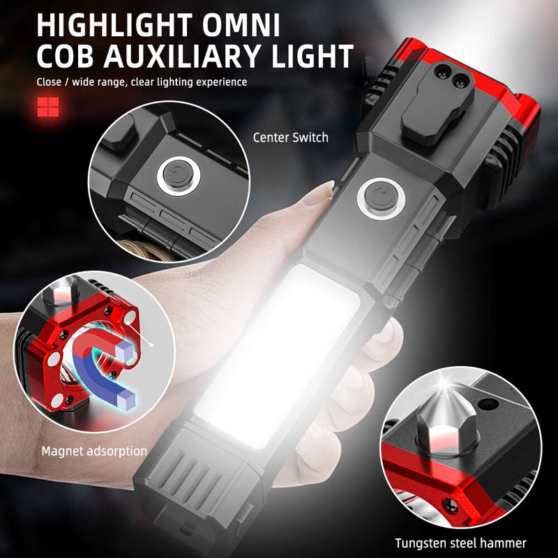 Lanterna recarregável portátil super brilhante mini USB, tochas zoom multi-função, luz de acampamento impermeável